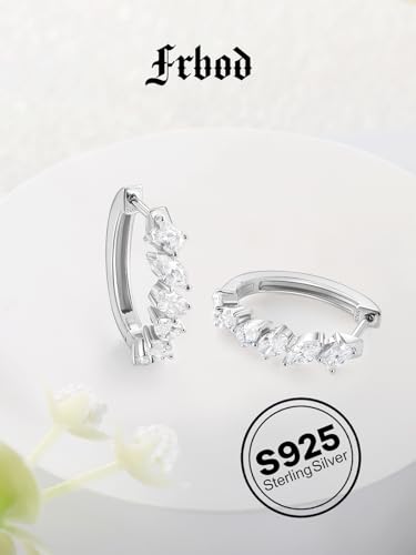 Moissanite Hoop Earrings for Women, 3.5ct/0.76ct D Color VVS1 Yellow Gold Plated Earrings, 925 Sterling Silver Inside Out Round Loops/Six Stone 20mm Hoops, Birthday Christmas Valentines Jewelry - color: White Gold - Six Stone
