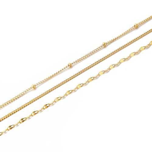 Elegance 11 designs Gold Plated Thin Chain Layered Necklaces For Women Non Tarnish,18k Gold Plated Stainless Steel Dainty Waterproof Gold Necklace Set Stack For Women Gifts Jewelry - color: Gold Necklace2301