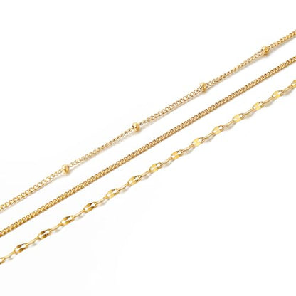 Elegance 11 designs Gold Plated Thin Chain Layered Necklaces For Women Non Tarnish,18k Gold Plated Stainless Steel Dainty Waterproof Gold Necklace Set Stack For Women Gifts Jewelry - color: Gold Necklace2301