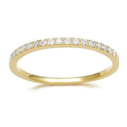 EAMTI 2mm Wedding Band Cubic Zirconia Half/Full Eternity Stackable Brass Engagement Ring Size 3-13 - color: Half-Eternity-Gold