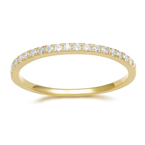 EAMTI 2mm Wedding Band Cubic Zirconia Half/Full Eternity Stackable Brass Engagement Ring Size 3-13 - color: Half-Eternity-Gold