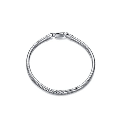 KXJ Solid 925 Sterling Silver Italian Snake Chain Bracelet 2mm/3mm Round Snake Bracelet Anklet for Men Women Charm Bracelet Jewelry Gifts for Dad Boyfriend Birthday Valentines Day Anniversary Graduation, 6.5/7/8/9 inch,Made in Italy - size: 9 inches