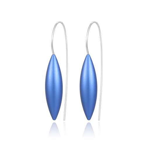 Oval Drop Earrings for Women, Long Thread Dangle Earrings, Colorful lightweight aluminum alloy, Suitable for Jewelry Gifts and Valentine's Day - color: Blue