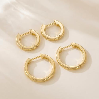 14K Gold Huggie Hoop Earrings for Women - Small Minimalist Earrings - size: 8mm
