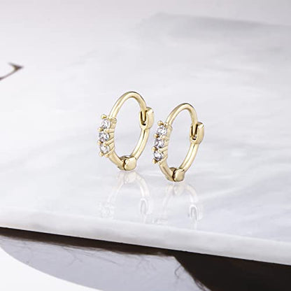 DAILY VIBES Dainty Butterfly Cross CZ Small Huggie Hoop Earrings for Women | Hypoallergenic, 14K Gold Plated Hoops, Tiny Cubic Zirconia, Cartilage Hoop Earrings for Women Trendy - color: Three Stones