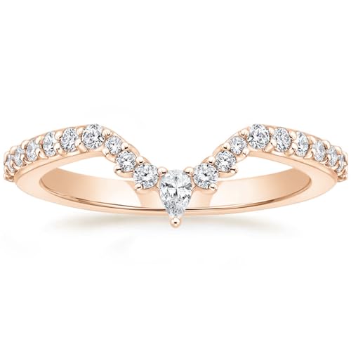 Mameloly Wedding Bands for Women Curved 14K Gold Plated Dainty Stackable Cubic Zirconia Half Eternity CZ Engagement Rings for Her Size 3-12 - color: Rose Gold Plated