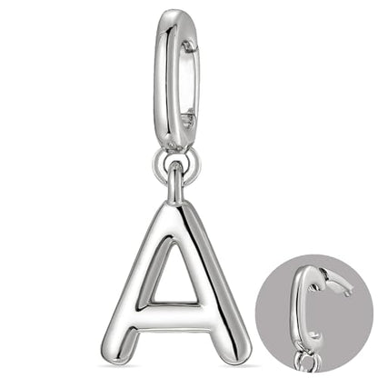 OVRUNS Initial Charm for Women Letter Bracelet Necklace Charms With Clasp | Alloy,nickel,safe for sensitive skin,Pendant with install clasp,fits bracelets with necklaces,great for gift - color: Silver, style: Letter A