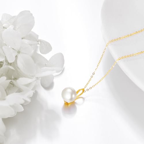 KECHO 14k Gold Pearl Necklace for Women, Freshwater Pearl Pendant Jewelry Wedding Anniversary Birthday Gifts for Her - style: C-Pearl Necklace