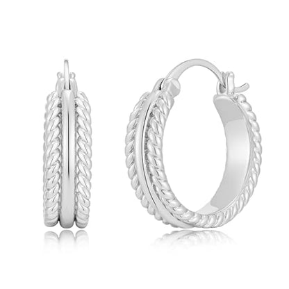 Two Tone Silver and Gold Plated Hoop Earrings for Women Mixed Metal Hypoallergenic Statement Valentines Jewelry Gifts - style: Silver Hoops