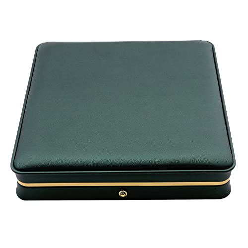MY MIRONEY Big PU Leather Wedding Jewelry Sets Box, Blackish Green | Necklace Earring Ring Display Case Bracelet Storage Holder Jewelry Box Storage Organizer (7.48" x 7.48" x 1.57") - style: Big Jewelry Sets(Type A); Blackish Green