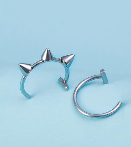 QWALIT Fake Nose Ring Fake Lip Piercing Fake Lip Ring Fake Nose Ring Hoop Fake Snake Bites Fake Lip Piercings Faux Lip Rings Fake Nose Piercing Clip on Nose Ring Spring - color: D1-2 styles-silver