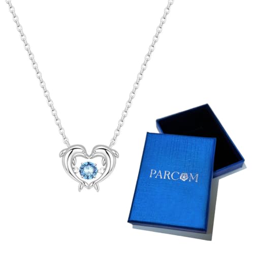 925 Sterling Silver Dainty Necklaces for Women Pendant Jewelry Gift for Her | Hypoallergenic Ocean Animal Love Cherry Blossom Jewelry, Ideal Valentine Birthday Christmas Graduation Gift for Wife Mom - color: Dolphin Heart