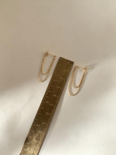 Tassel Earrings for Women Gold Plated Silver Chain Earrings Dainty Minimalist Dangle Drop Studs - color: N-Two Bead Chain