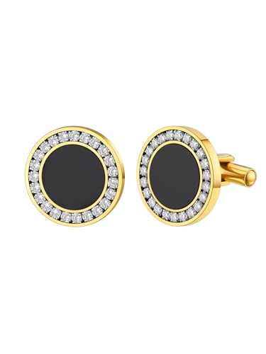 Custom4U Custom Photo Cufflinks for Men Father of the Bride Gifts - color: C-Black Onyx-Gold