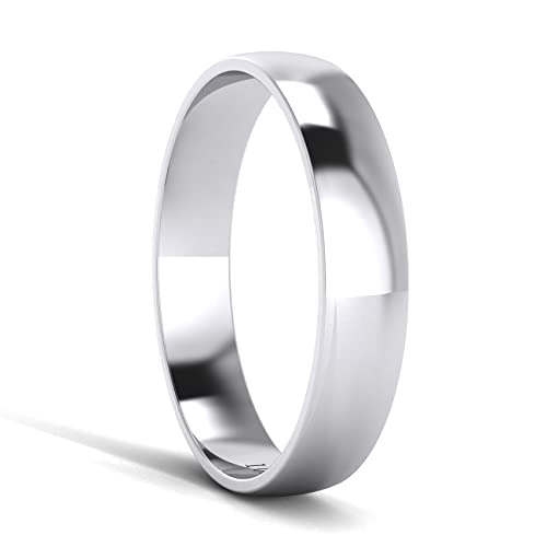 LANDA JEWEL Unisex Solid 10k White Rose Yellow Gold 4mm Comfort Traditional Highly Polished Wedding Ring Plain Band - color: White