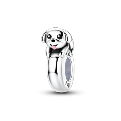 2pcs Stopper Spacer Beads for Pandora Bracelets, Sterling Silver Cross Ladybug Clip Spacer Charms For Bracelet DIY Jewelry Gift - color: Dog
