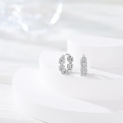 925 Sterling Silver Huggie Hoop Earrings for Women with 5A Cubic Zirconia Jewelry Birthday Gift - style: Bright