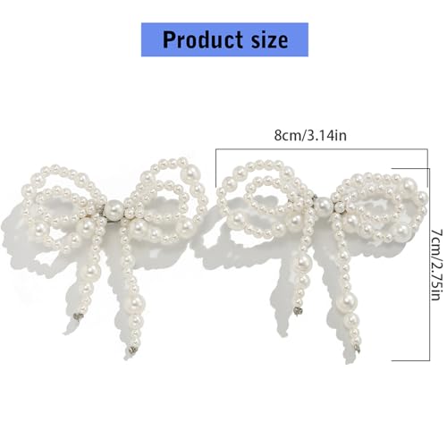 Faux Pearls Bow Pin Ankle Chain Pants Clip Decorations for Jeans Trousers Elegant Adjustable Cuff Accessories