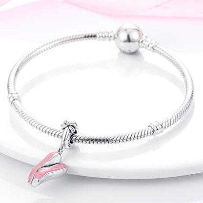 MULA 925 Sterling Silver Charms for Bracelets and Necklace Family Pendants | Airplane Travel Dangle Beads Family Tree Jewelry Charms for Women - color: Ballet Shoes Charm