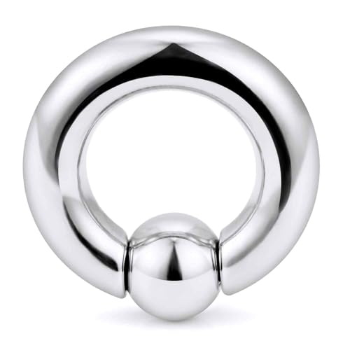 12G 10G 8G 6G 4G 2G 0G 00G Large Septum Rings Gauges Earrings Hoops 316L Surgical Steel Spring Action Captive Bead PA Ring CBR Septum Nose Rings Piercing Jewelry for Women Men - color: Silver, size: 2G=6mm Inner Dia: 9/16" (14mm)