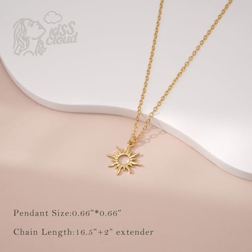 Gold Silver Necklace for Women, Dainty Cubic Zirconia Pendant | Teardrop CZ Charm, 14K Gold/Sterling Silver Plated, Adjustable Chain, Hypoallergenic & Waterproof Jewelry, Cute Trendy Gift - color: Gold-Howllow sun/cable chain