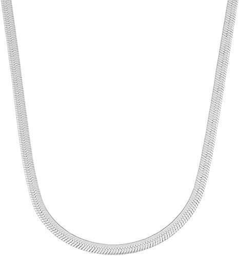 Savlano 925 Sterling Silver 5.5mm Herringbone Flat Snake Magic Chain Necklace for Women & Men with a Gift Box - Made in Italy