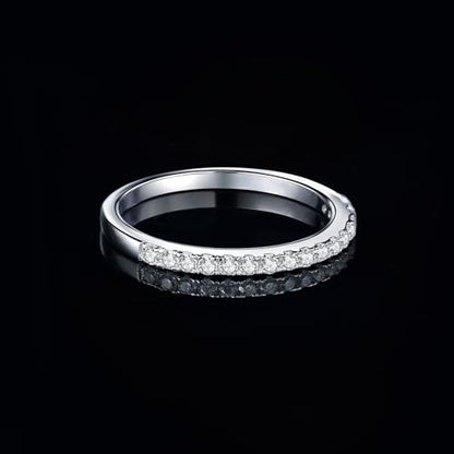 JewelryPalace 6 Stone Cubic Zirconia Half Eternity Stackable Wedding Rings for Women, 14K White Yellow Rose Gold Plated 925 Sterling Silver Promise Rings for Her, Simulated Diamond Wedding Band Ring - color: A-half eternity- Brass