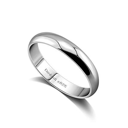 Dankadi Simple Fashion S925 Sterling Silver Ring Smooth Plain Dome Comfort Solid Silver Wedding Ring For Men & Women 3.5 mm 3-13# 24k Real Gold Plated Jewelry - color: Simple style silver