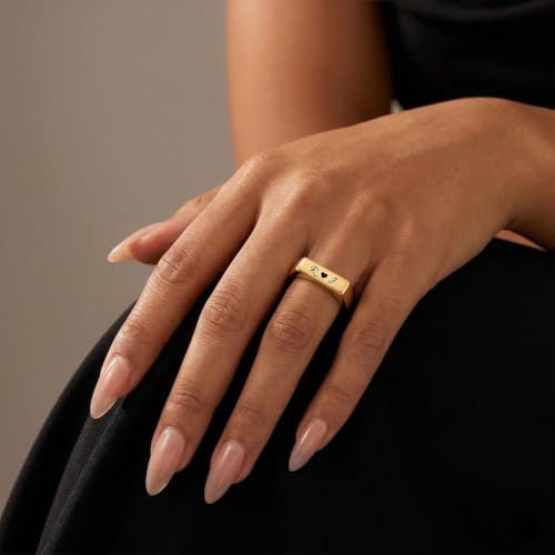 Custom Ring for Women 925 Sterling Silver Name Rings Personalized Initial Ring Engraved Stackable Letter Ring Christmas Birthday Gifts For Mom Grandma Sisters Girlfriend - color: Style 3-Black