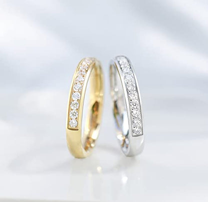 TIGRADE 3.5mm Engagement Ring Half Cubic Zirconia Stainless Steel Eternity Wedding Band for Women Size 3-12.5 - color: Silver