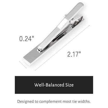 Silver Gold Gunmetal Onyx Tie Clip Tie Bar Made in Japan - color: Silver
