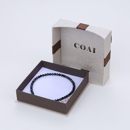 COAI Beach Waterproof Anklet for Women, Black Tourmaline Moonstone Amethyst Beaded Anklet for Women - style: Black Tourmaline