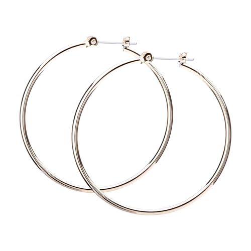 LOKUMI Resin Post Hoop Earrings | Hypoallergenic & Nickel-Free | Made in Japan | Available in 6 sizes and 3 finishes: Silver, 24K Gold, and Pink Gold - color: 40mm 24K gold plated