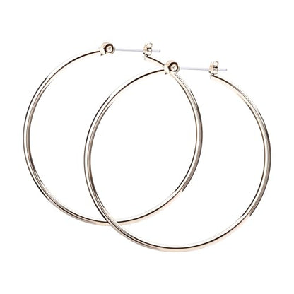 LOKUMI Resin Post Hoop Earrings | Hypoallergenic & Nickel-Free | Made in Japan | Available in 6 sizes and 3 finishes: Silver, 24K Gold, and Pink Gold - color: 40mm 24K gold plated
