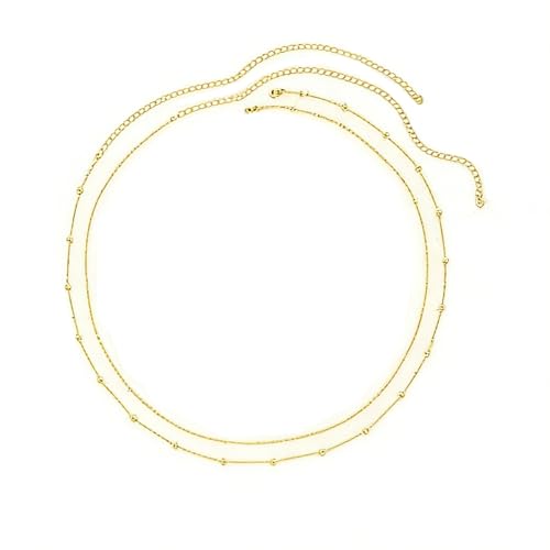 14K Gold Plated Silver Waist Chain, Layered Belly Belt, Waterproof Snake Cuban Body Chain for Women, Summer Beach Jewelry Accessories - color: 02 gold