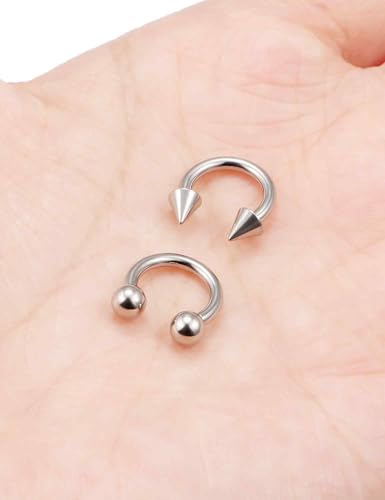 ASTM F136 Titanium 20/18/16/14/12/8/6/4/2g Internally Threaded Horseshoe Nose Septum Ring Gauge Earrings Lip Rings Prince Albert Jewelry Hoop Piercings for Women Men - size: 14g*08mm