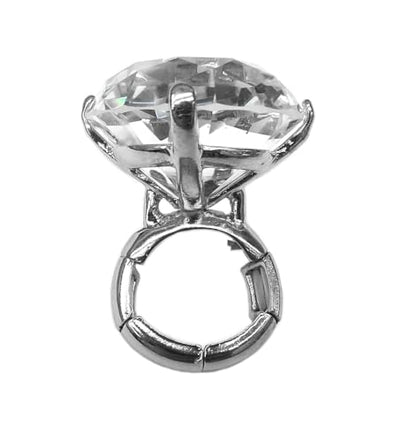 NYFASHION101 Women's Extra Big Rhinestone Fashion Stretch Ring - color: Silver-Tone