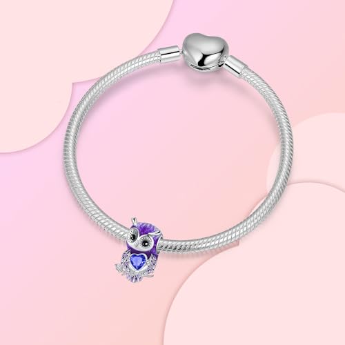 LUXILLA Charms for Bracelets & Necklace 925 Sterling Silver Charms Elephant Happy Birthday Charm Fit for Valentine's Day Mother's Day Jewelry Gift for Women - color: Cute Owl Charm