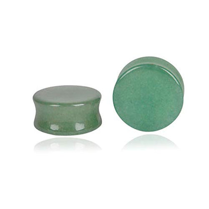 HQLA Green Jade Natural Stone Double Flared Flesh Plugs Tunnels Ear Gauges Stretcher Expander Kit 1 Pair - style: 1"(25mm)