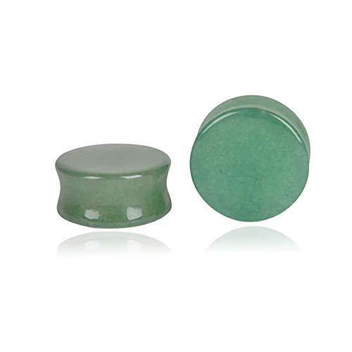HQLA Green Jade Natural Stone Double Flared Flesh Plugs Tunnels Ear Gauges Stretcher Expander Kit 1 Pair - style: 4g(5mm)
