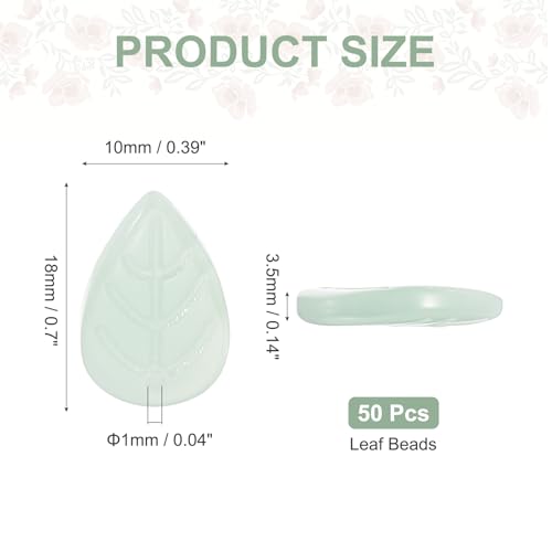 PATIKIL Leaf Beads, 50Pcs Crystal Translucent Czech Glass Beads for DIY Jewelry Making Bracelets Necklace, Light Jade Green - color: Light Jade Green
