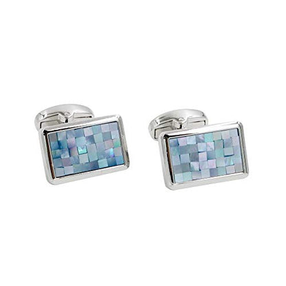 AUSCUFFLINKS Ocean Blue Mosaic Cufflinks | 5 Year Warranty | Birthday Present for Him | Christmas Gift for Men