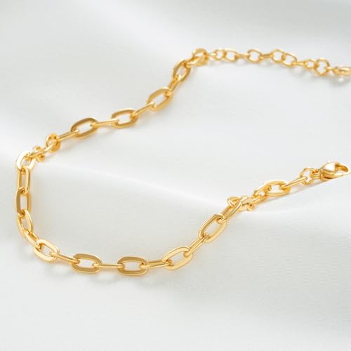 WEARON Gold Bracelet for Women 14K Gold Plated Snake Herringbone Figaro Cuban Bead Paperclip Cable Box Chain Simple Jewelry - style: Paperclip Chain