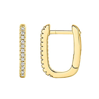 PAVOI 14K Gold Plated 925 Sterling Silver Cubic Zirconia Huggie Earrings | U-Shaped Snake Solitaire Small Round Huggie Stud Fashion Hoop Earrings for Women - style: U-Shaped