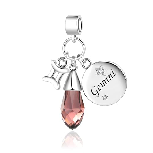 LSxAB Birthday Birthstone Zodiac Sign Charm Compatible with Pandora Charms Bracelets for Women - style: 06 Gemini