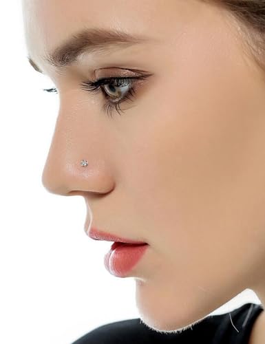 20G 18G 16G Nose Rings Studs 316L Surgical Steel Flat Back Threadless Push in Nose Studs Screw L-Shaped Nose Rings Tragus Cartilage Helix Earrings Piercing Jewelry for Women Men - color: 18G Flat Back Nose Studs - 8mm Bars
