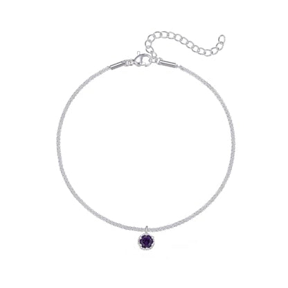 Wellike Silver Ankle Bracelets For Women Waterproof Birthstone Anklets Adjustable Sparkly Chain Silver Plated Stainless Steel Anklet Non Tarnish Jewelry - color: KKWJL185-6