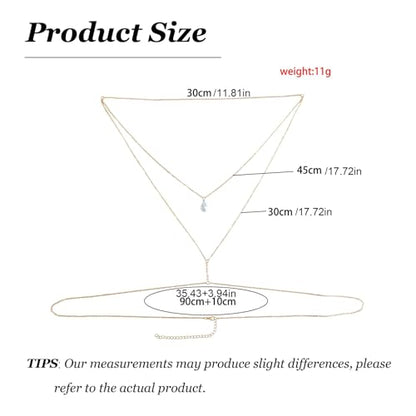 Body Chain Jewelry for Women Rhinestone Back Chain Necklace for Backless Dress Backdrop Chain Necklaces for Women - color: Stacking