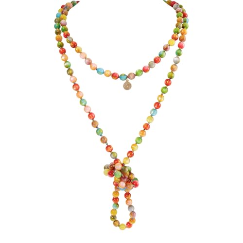 Firstmeet Fashion Beads Rope Knot Long Beaded Necklace Versatile 60" Strand Costume Jewelry for Women - color: Colorful
