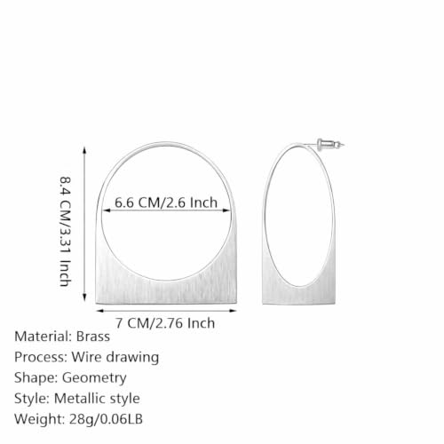 Large Chunky Gold Hoop Earrings for Women – Expensive Hollow Geometric Stainless Steel Statement Dangle Earrings with Textured Big Circle Design, Modern Metallic Fashion Jewelry Gift - color: Silver